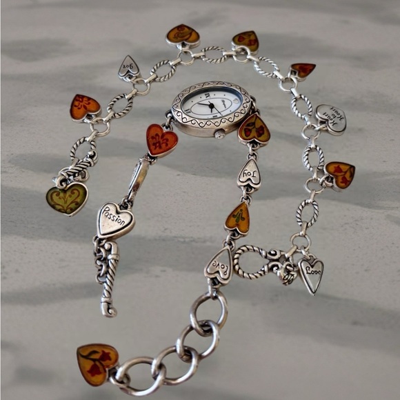 Silver Heart Charm Bracelet with Watch New Battery main image 6